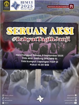 BEM UI seruan aksi tagih janji pemerintah hari ini Selasa 9 September 2025. [Instagram]